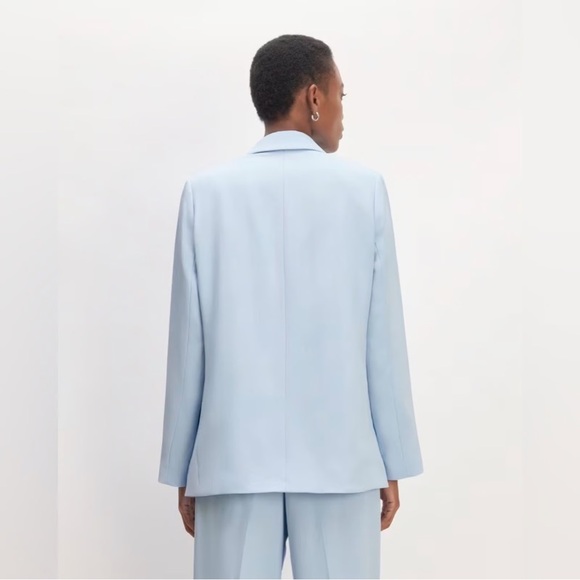 Everlane Light Blue Double Breasted Career Relaxed Fit Blazer Size 6 - Picture 2 of 16